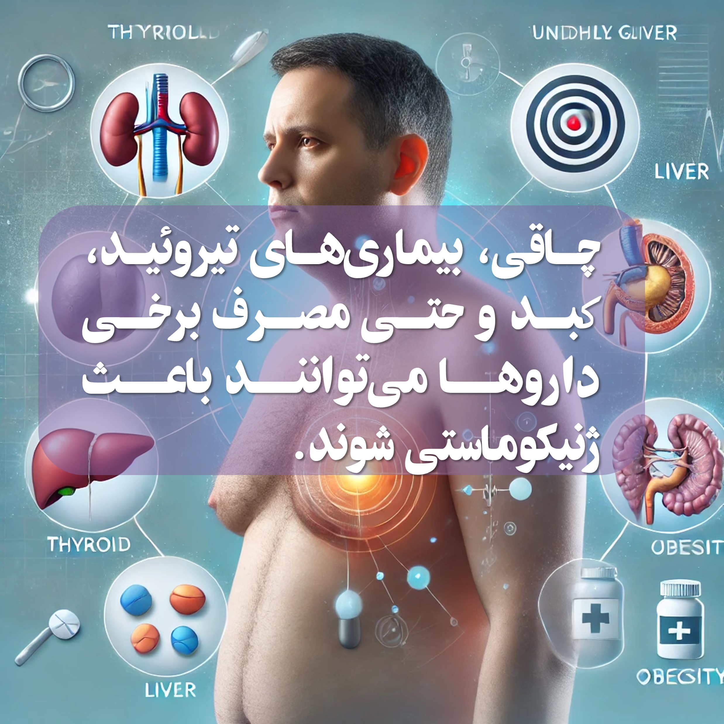 چاقی، بیماری‌های تیروئید، کبد و حتی مصرف برخی داروها می‌توانند باعث ژنیکوماستی شوند.